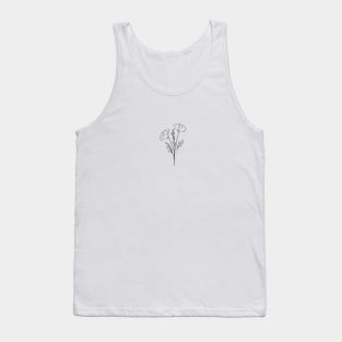 Wildflower Botanical Line Art | Elegant Floral Leaf Design Tank Top